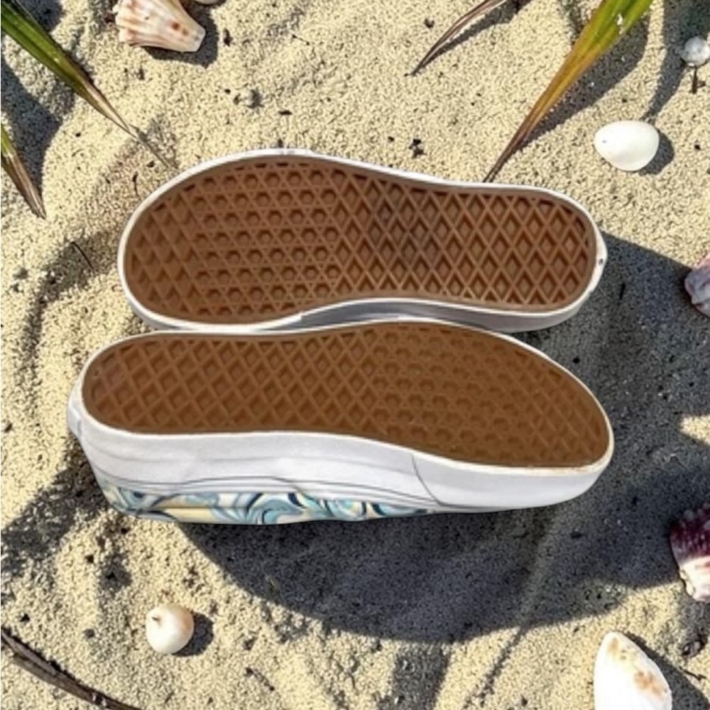 Vans Slip On Retro Swirl Psychedelic Y2K Canvas Skate Shoes Womens 5.5 Teal Blue - Picture 6 of 6